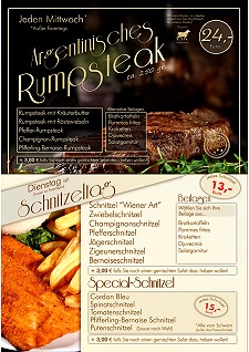 Aktonstage Dienstag Schnitzeltag & Mittwoch Argentinisches Rumpsteak